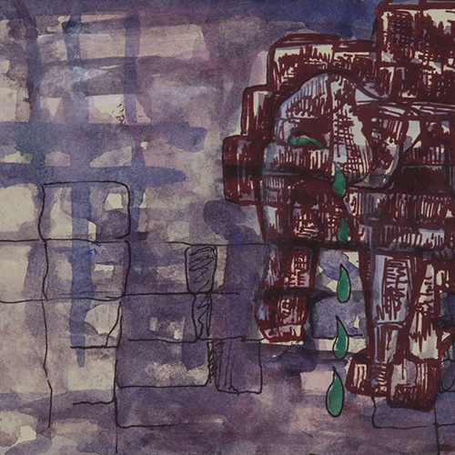 I'm a stone :'( , 12X5in, lithograph and watercolor on paper, 2012