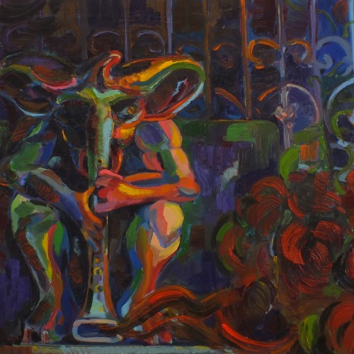 Gargoyle's Song, Moscow, 2X4 ft, oil on canvas, 2015